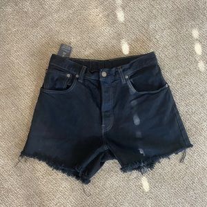 UO vintage black denim shorts